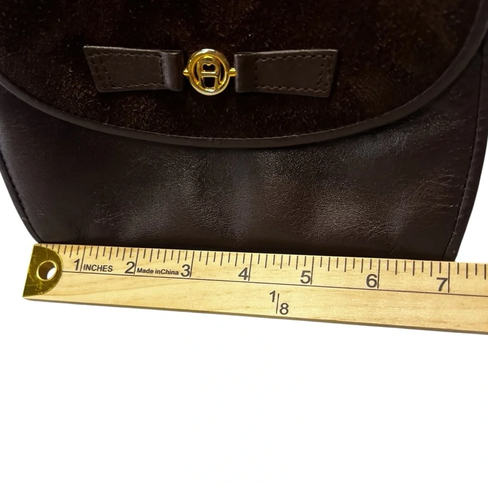 Vintage Etienne Aigner Dark Brown Leather & Suede Crossbody with gold hardware